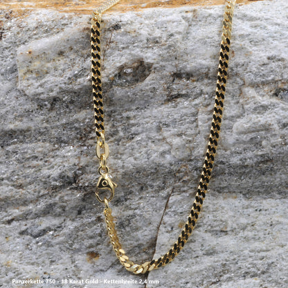 Edle massive Goldkette Panzerkette Halskette aus 750 - 18 Karat Gold