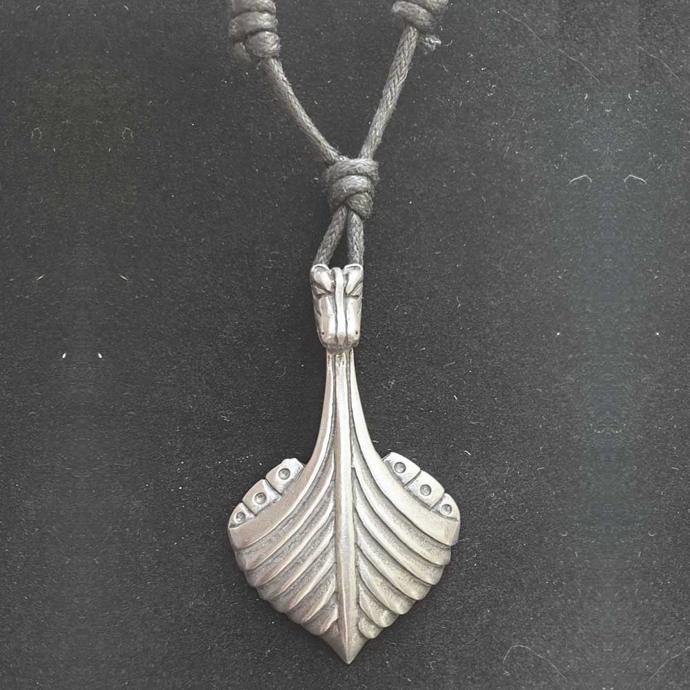 Wikinger Drachenboot Anhänger Schmuck Zinn 50x30mm mit Schnur