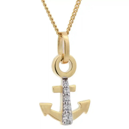 Anhänger Anker massiv 333 -8 Karat Gold mit vergoldeter Silberkette