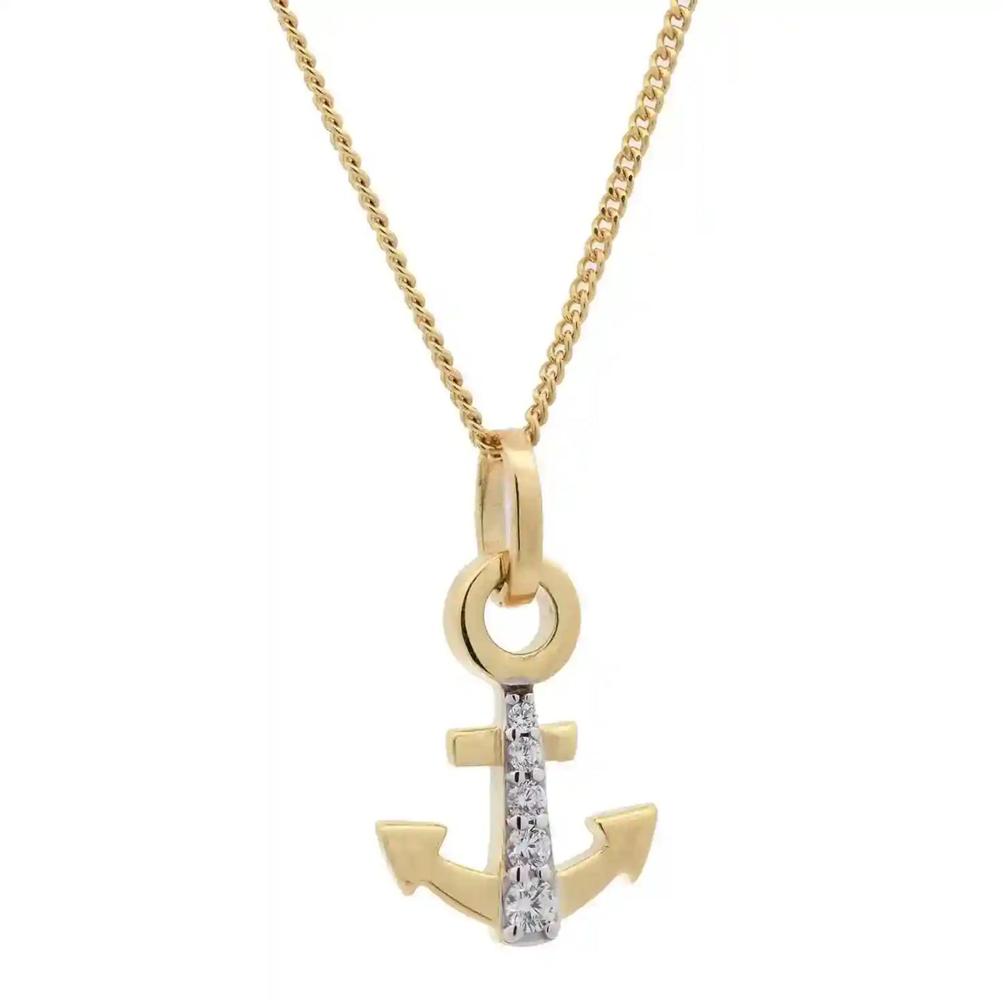 Anhänger Anker massiv 333 -8 Karat Gold mit vergoldeter Silberkette
