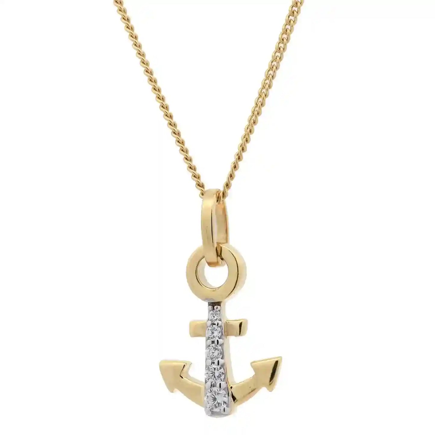 Anhänger Anker massiv 333 -8 Karat Gold mit vergoldeter Silberkette
