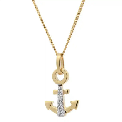 Anhänger Anker massiv 333 -8 Karat Gold mit vergoldeter Silberkette