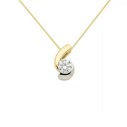 Anhänger aus Gold rhodiniert mit Zirkonia Steinen aus massiv 333 - 8 kt Gelbgold  mit massiver Goldkette