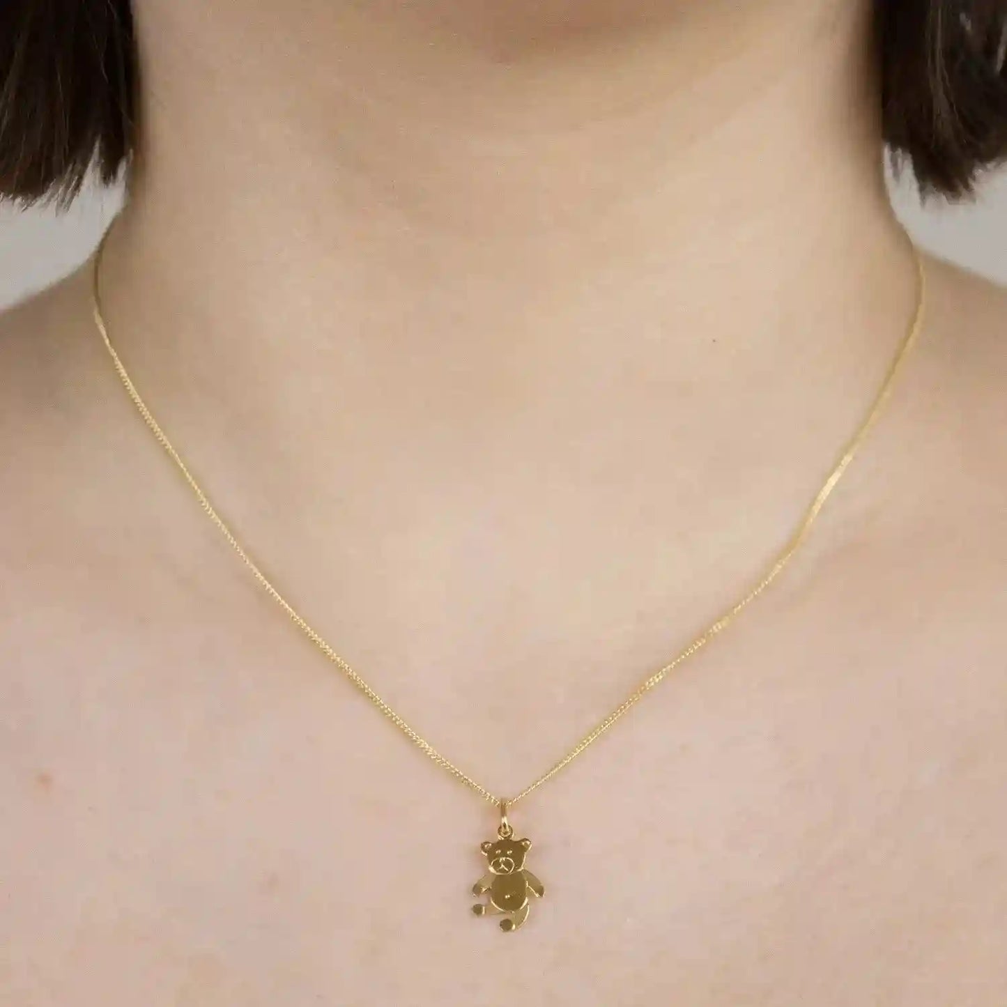 Anhänger Bär 333-8 Karat Gold mit vergoldeter Silberkette - Firma Holzenplotz - Silberketten-Goldketten.de 