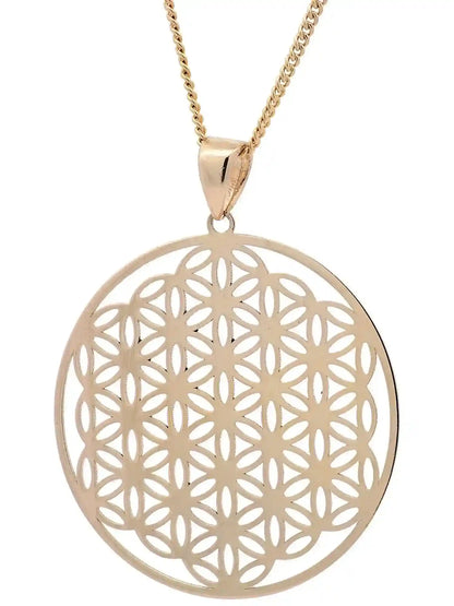 Anhänger Blume des Lebens mit 1,1 mm Goldkette 585-14 Karat Gold