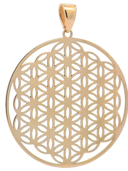 Anhänger Blume des Lebens mit 1,1 mm Goldkette 585-14 Karat Gold