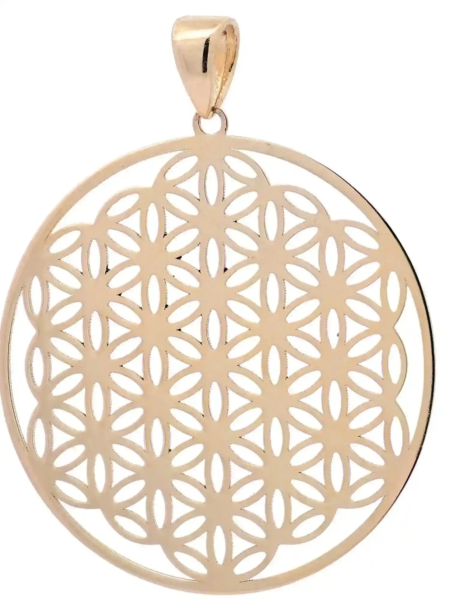 Anhänger Blume des Lebens mit 1,1 mm Goldkette 585-14 Karat Gold
