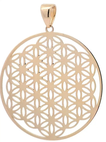 Anhänger Blume des Lebens mit 1,1 mm Goldkette 585-14 Karat Gold