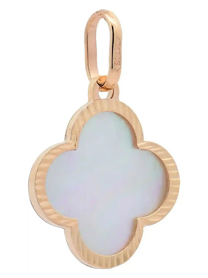 Anhänger Blume klein Perlmutt mit 1,1 mm Goldkette 585-14 Karat Gold