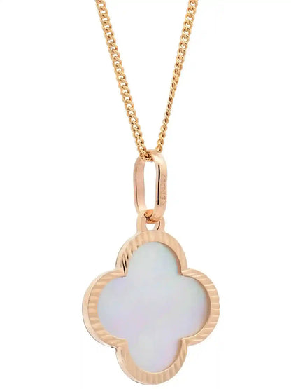 Anhänger Blume Perlmutt mit 1,1 mm Goldkette 585-14 Karat Gold
