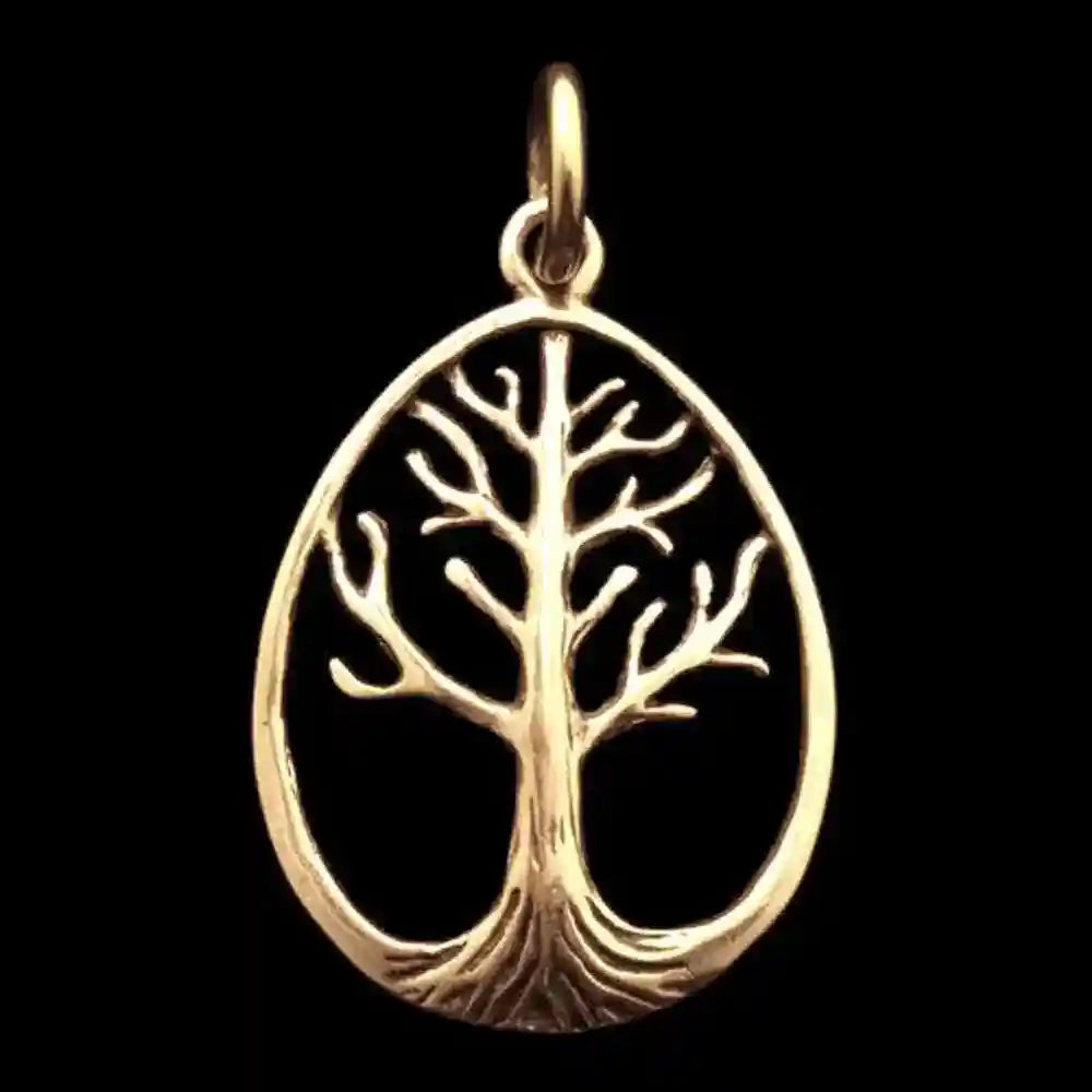 Anhänger Bronzener Weltenbaum Schmuck - Lebensbaum - 40x23mm