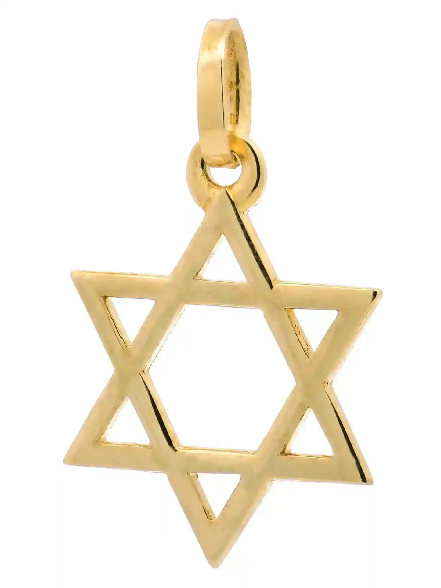 Anhänger Davidstern 585-14 Karat Gold mit vergoldeter Silberkette - Firma Holzenplotz - Silberketten-Goldketten.de 