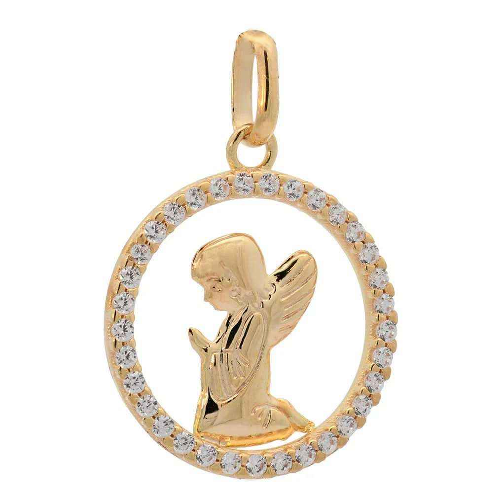 Anhänger Engel massiv 333 -8 Karat Gold mit vergoldeter Silberkette - Firma Holzenplotz - Silberketten-Goldketten.de 