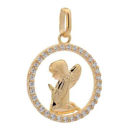 Anhänger Engel massiv 333 -8 Karat Gold mit vergoldeter Silberkette - Firma Holzenplotz - Silberketten-Goldketten.de 
