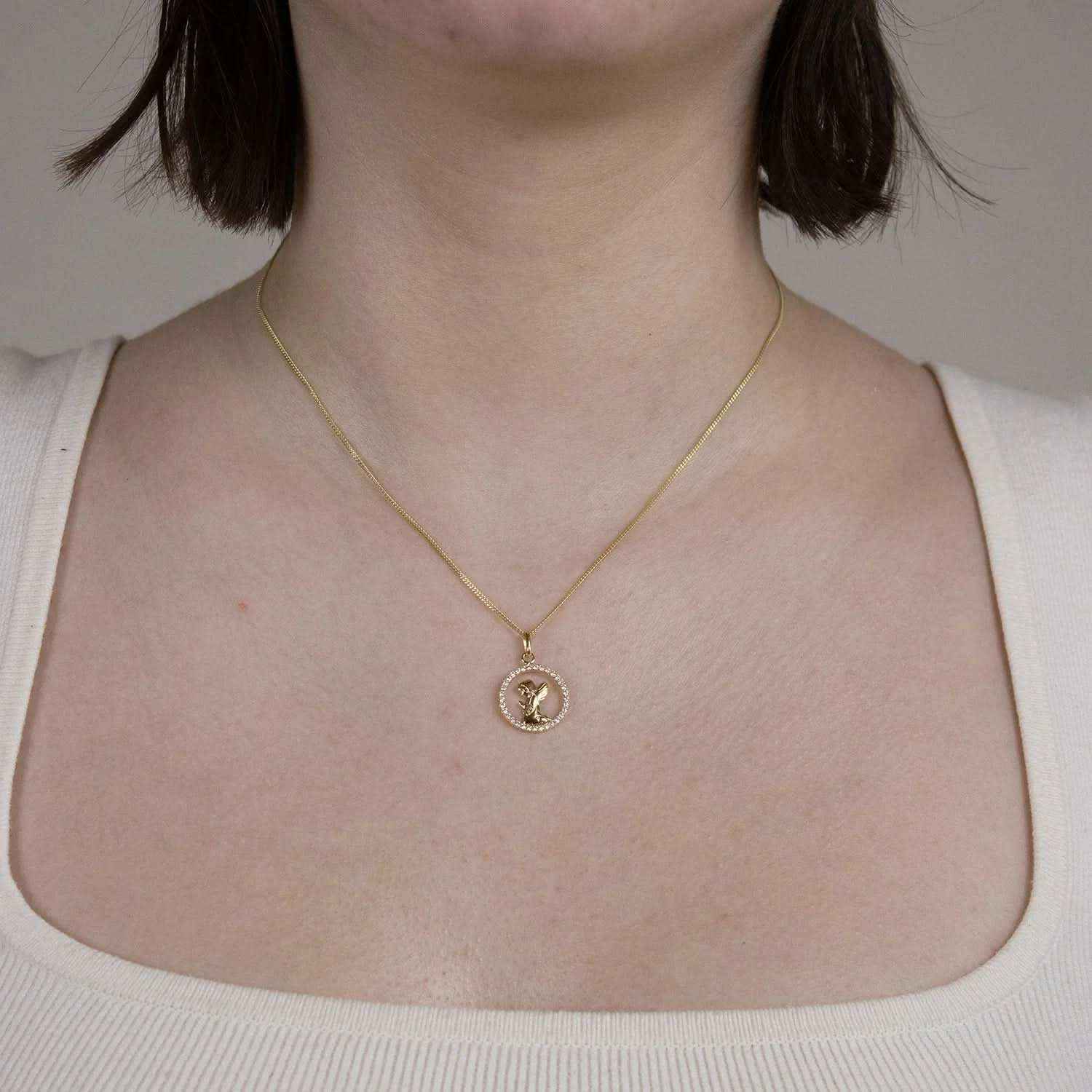 Anhänger Engel massiv 333 -8 Karat Gold mit vergoldeter Silberkette - Firma Holzenplotz - Silberketten-Goldketten.de 