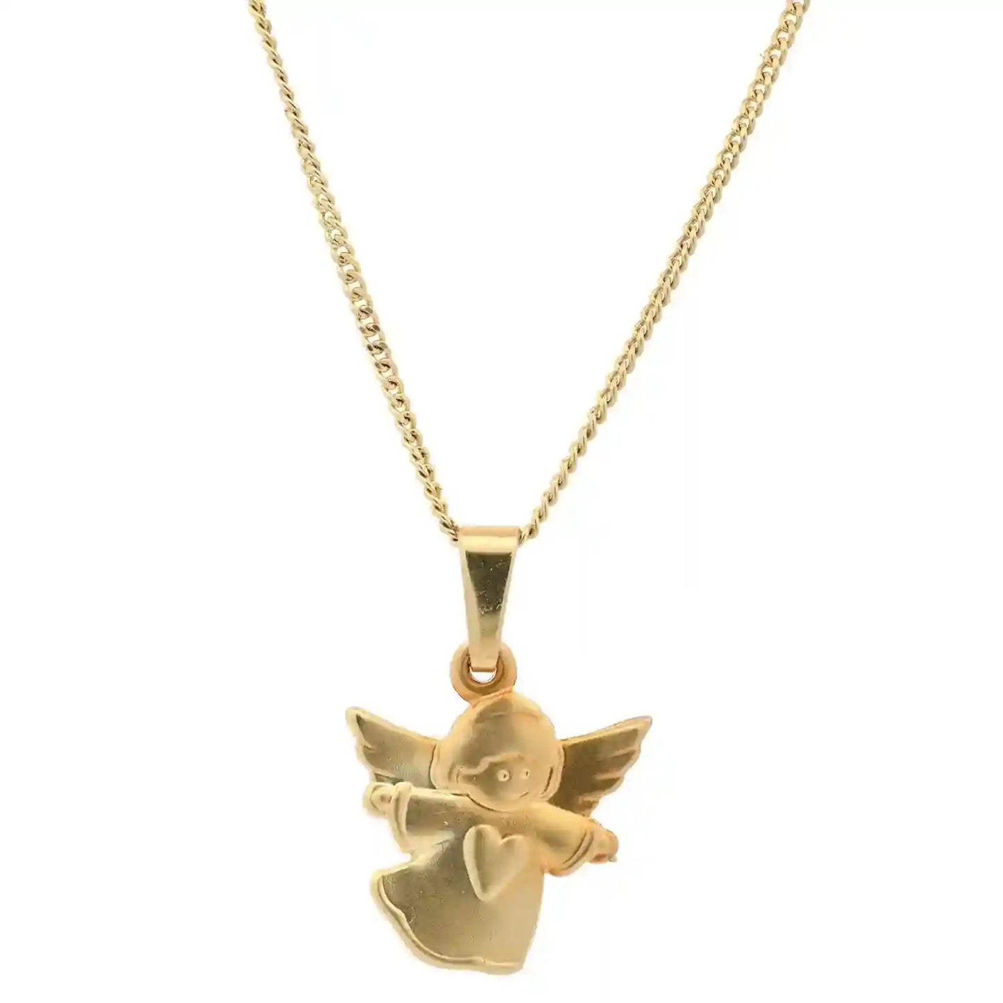 Anhänger Engel massiv 333 -8 Karat Gold mit vergoldeter Silberkette - Firma Holzenplotz - Silberketten-Goldketten.de 