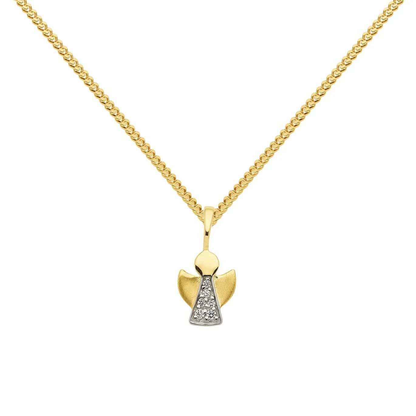 Anhänger Engel mit Zirkonia mit Kette 1,1 mm 333-8 Karat Gold - Firma Holzenplotz - Silberketten-Goldketten.de 