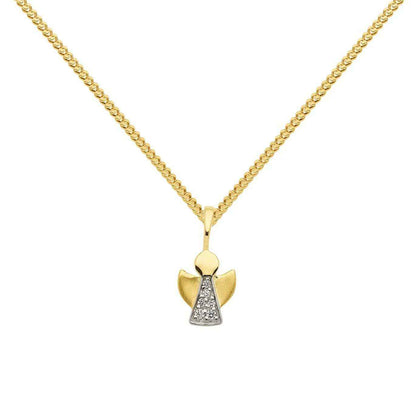 Anhänger Engel mit Zirkonia mit Kette 1,1 mm 333-8 Karat Gold - Firma Holzenplotz - Silberketten-Goldketten.de 