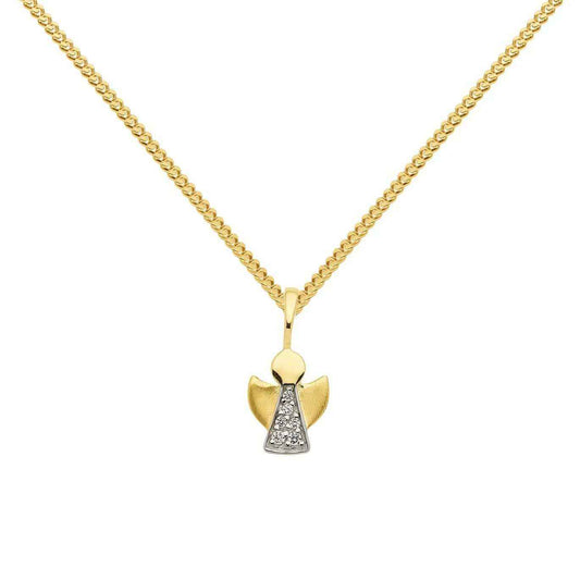Anhänger Engel mit Zirkonia mit Kette 1,1 mm 333-8 Karat Gold - Firma Holzenplotz - Silberketten-Goldketten.de 