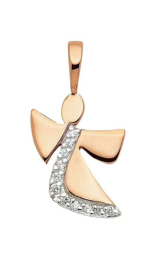 Anhänger Engel Silber mit Zirkonia vergoldet massiv 925 Sterlingsilber - Firma Holzenplotz - Silberketten - Goldketten.de