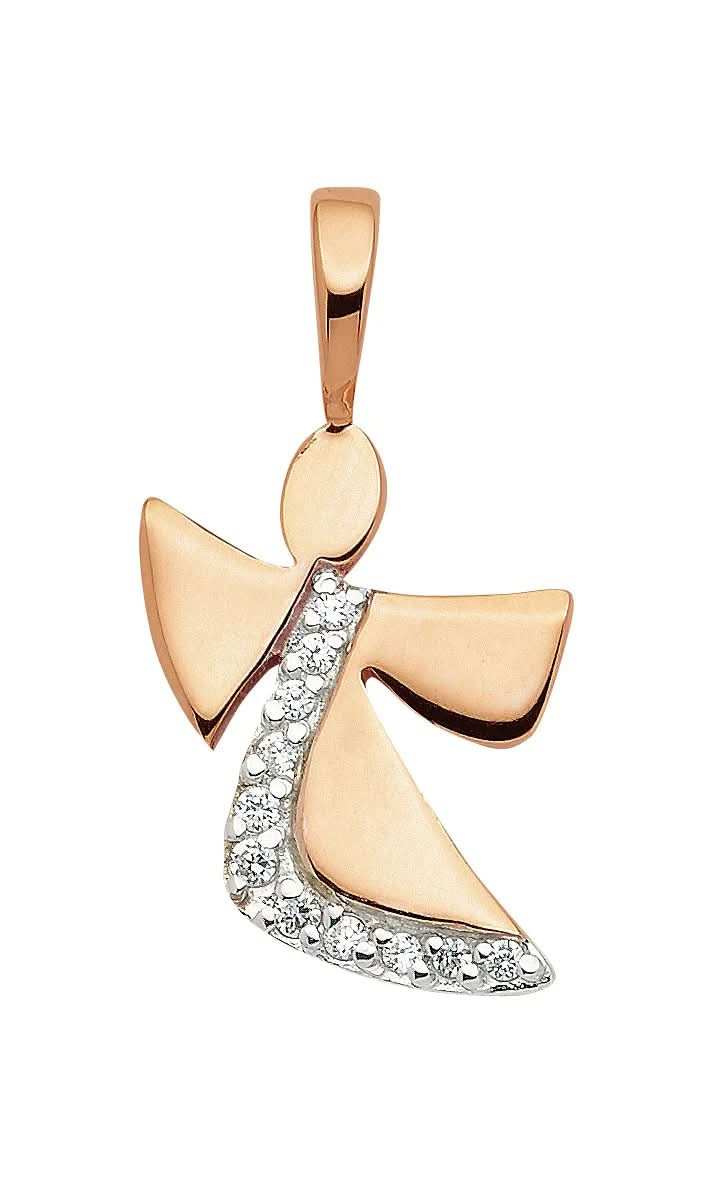 Anhänger Engel Silber mit Zirkonia vergoldet massiv 925 Sterlingsilber - Firma Holzenplotz - Silberketten - Goldketten.de