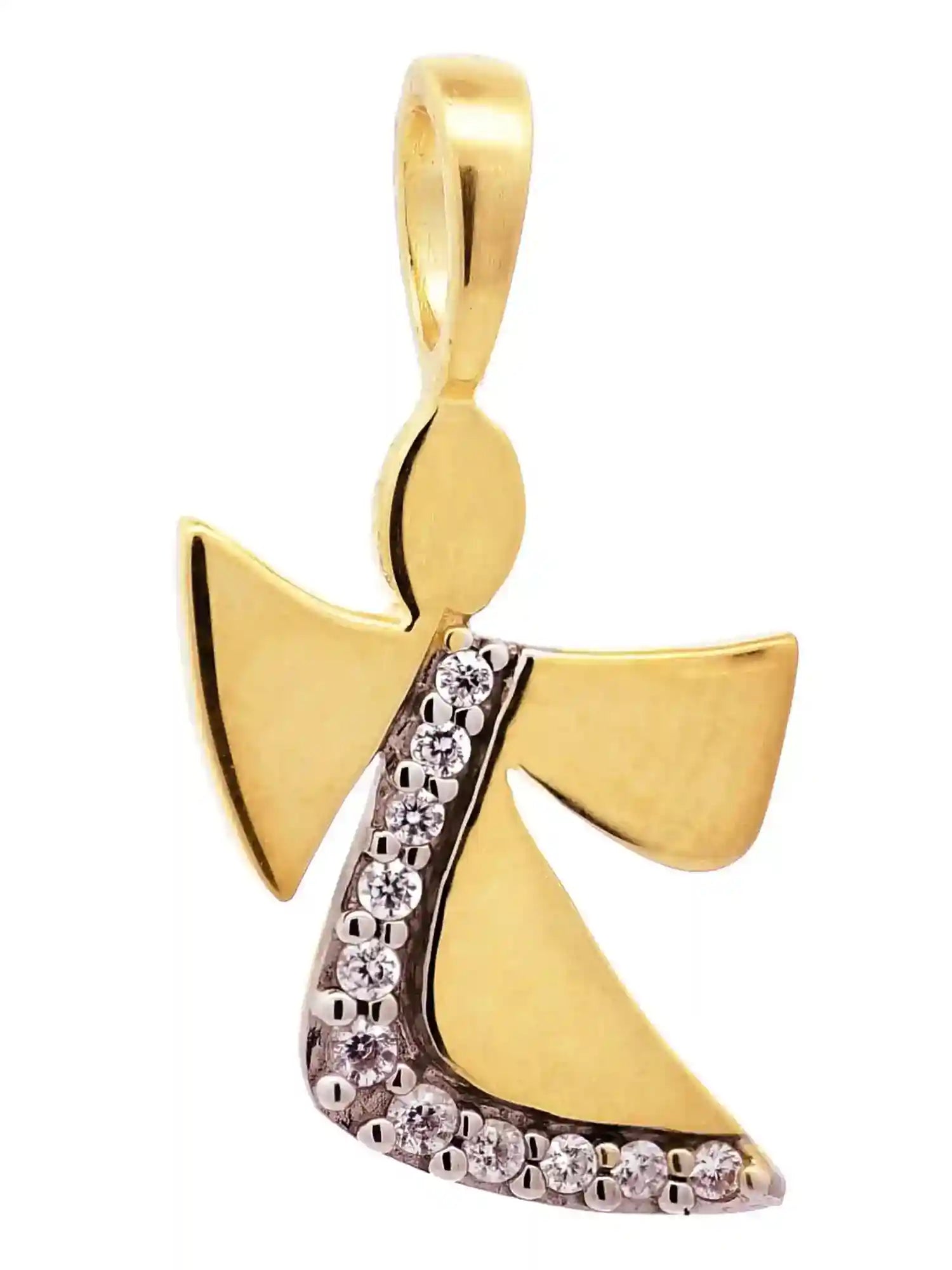 Anhänger Engel Zirkonia massiv 925 Sterlingsilber goldplattiert - Firma Holzenplotz - Silberketten-Goldketten.de 