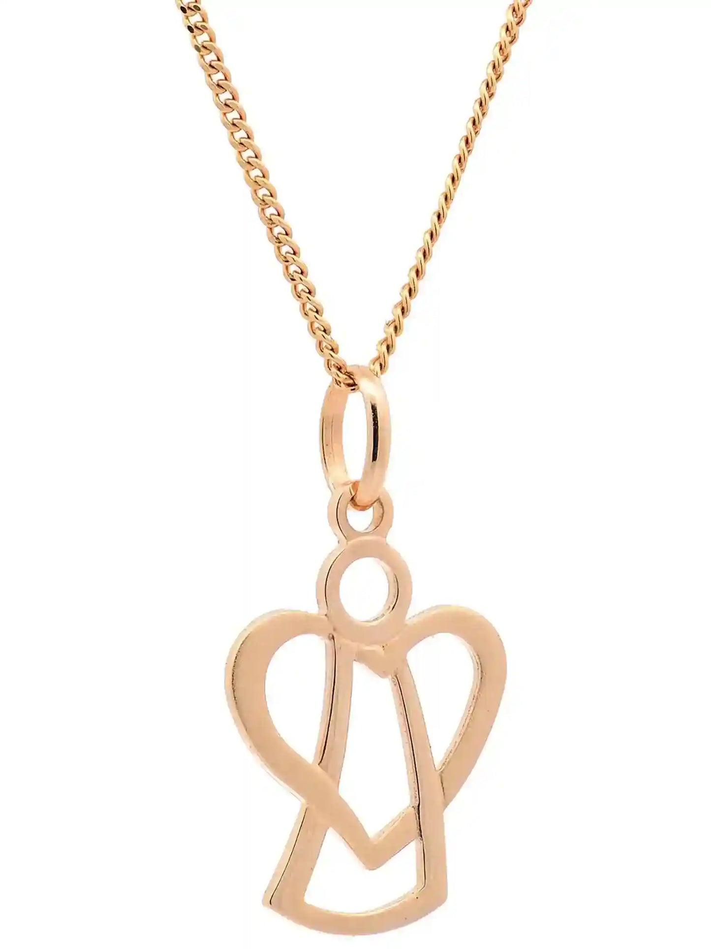 Anhänger Engelchen mit Herz mit 1,1 mm Goldkette 585-14 Karat Gold - Firma Holzenplotz - Silberketten-Goldketten.de 
