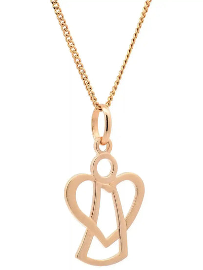 Anhänger Engelchen mit Herz mit 1,1 mm Goldkette 585-14 Karat Gold - Firma Holzenplotz - Silberketten-Goldketten.de 