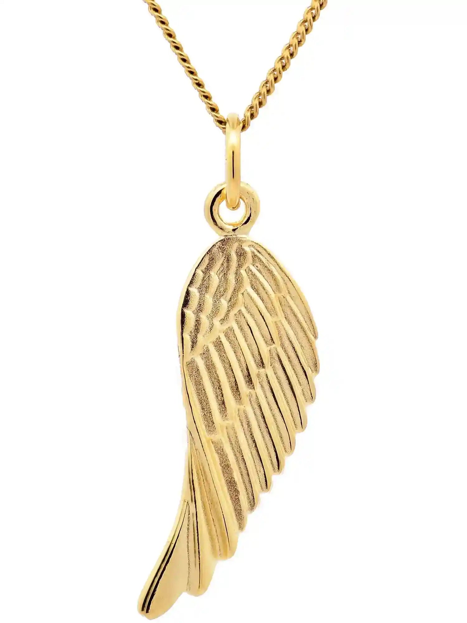 Anhänger Flügel 925 Silber vergoldet mit verg. Silberkette - Firma Holzenplotz - Silberketten-Goldketten.de 