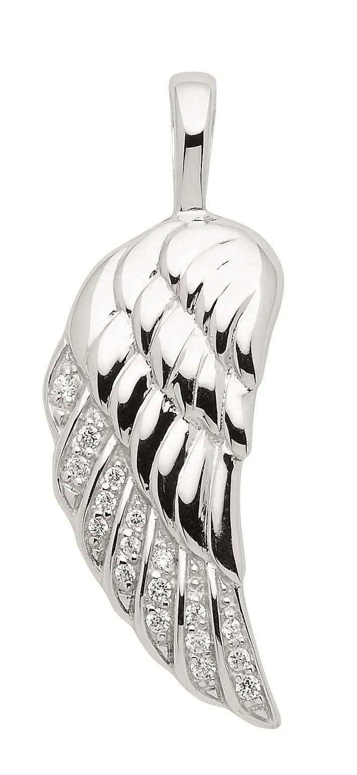Anhänger Flügel Kettenanhänger aus Silber mit Zirkonia - massiv 925 Sterlingsilber