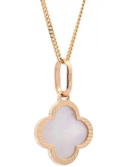 Anhänger für Halskette Blume klein Perlmutt massiv 585-14 Karat Gold