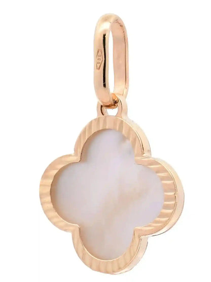 Anhänger für Halskette Blume klein Perlmutt massiv 585-14 Karat Gold