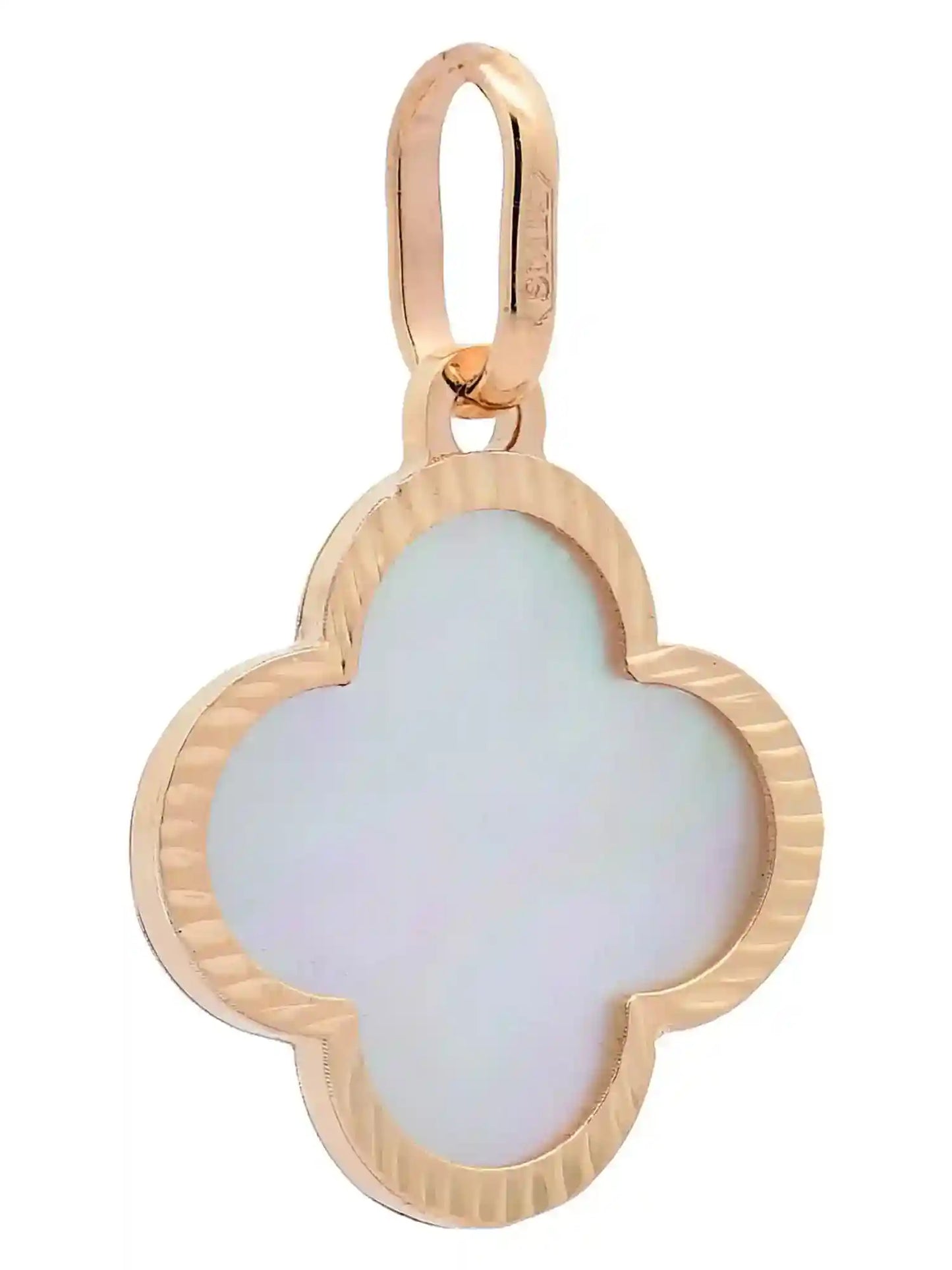 Anhänger für Halskette Blume klein Perlmutt massiv 585-14 Karat Gold