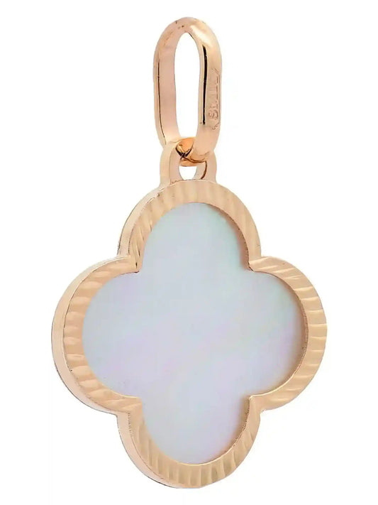 Anhänger für Halskette Blume klein Perlmutt massiv 585-14 Karat Gold - Firma Holzenplotz - Silberketten-Goldketten.de 