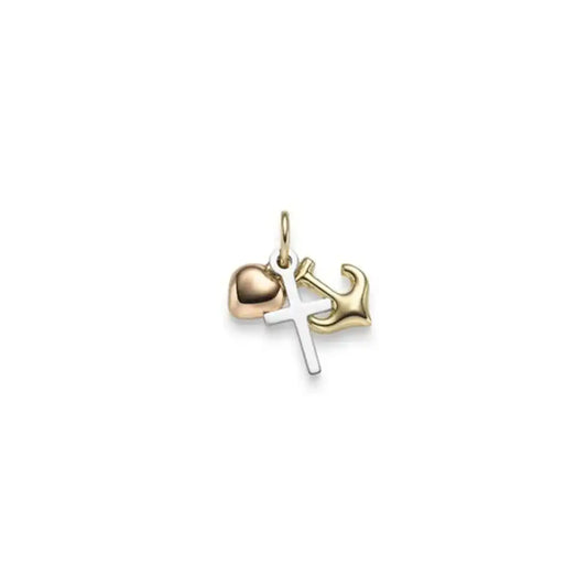 Anhänger für Halskette Glaube Liebe Hoffnung massiv 585-14 Karat Gold
