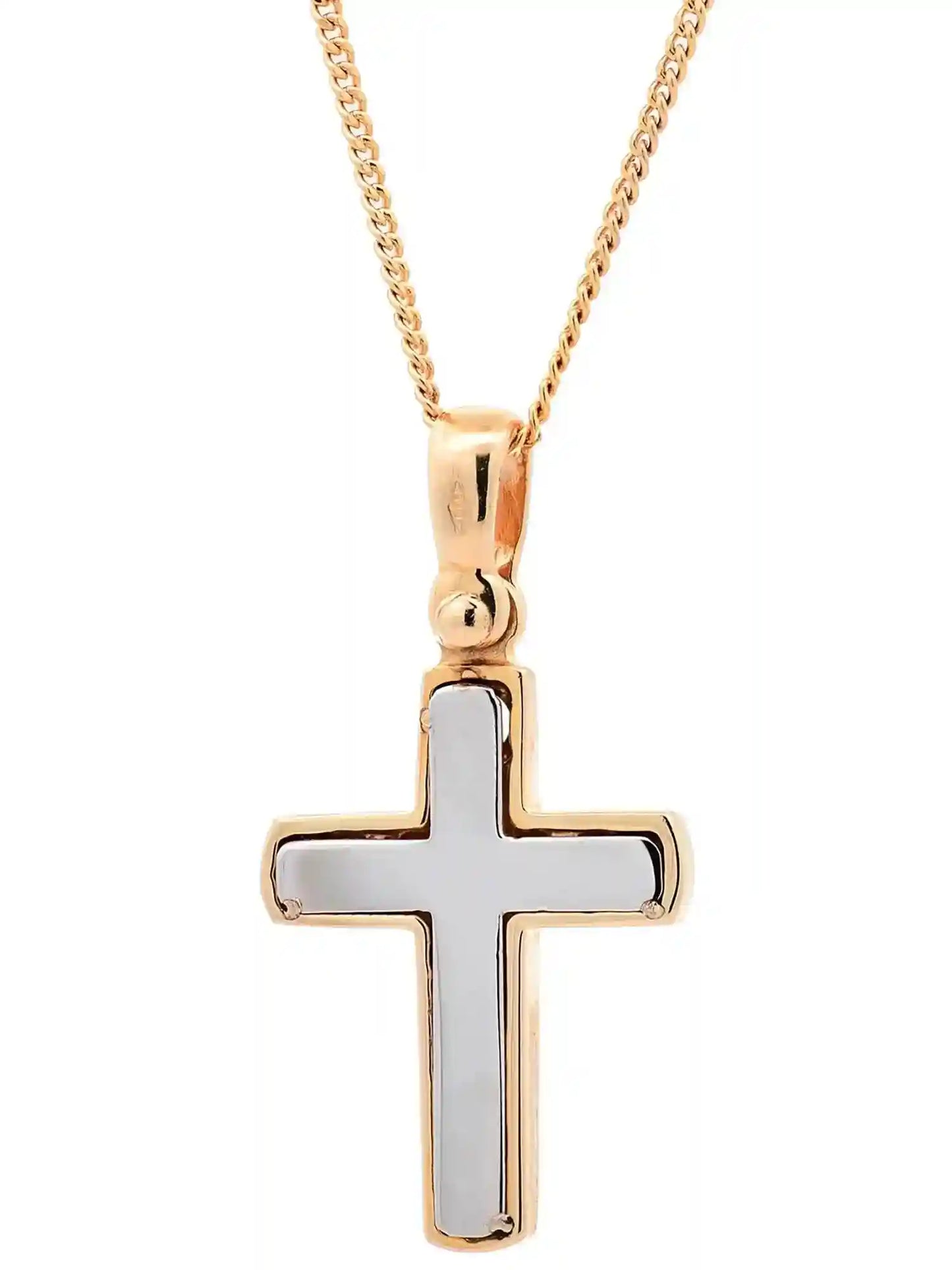 Anhänger für Halskette Kreuz echt massiv 585-14 Karat Gold - Firma Holzenplotz - Silberketten-Goldketten.de 