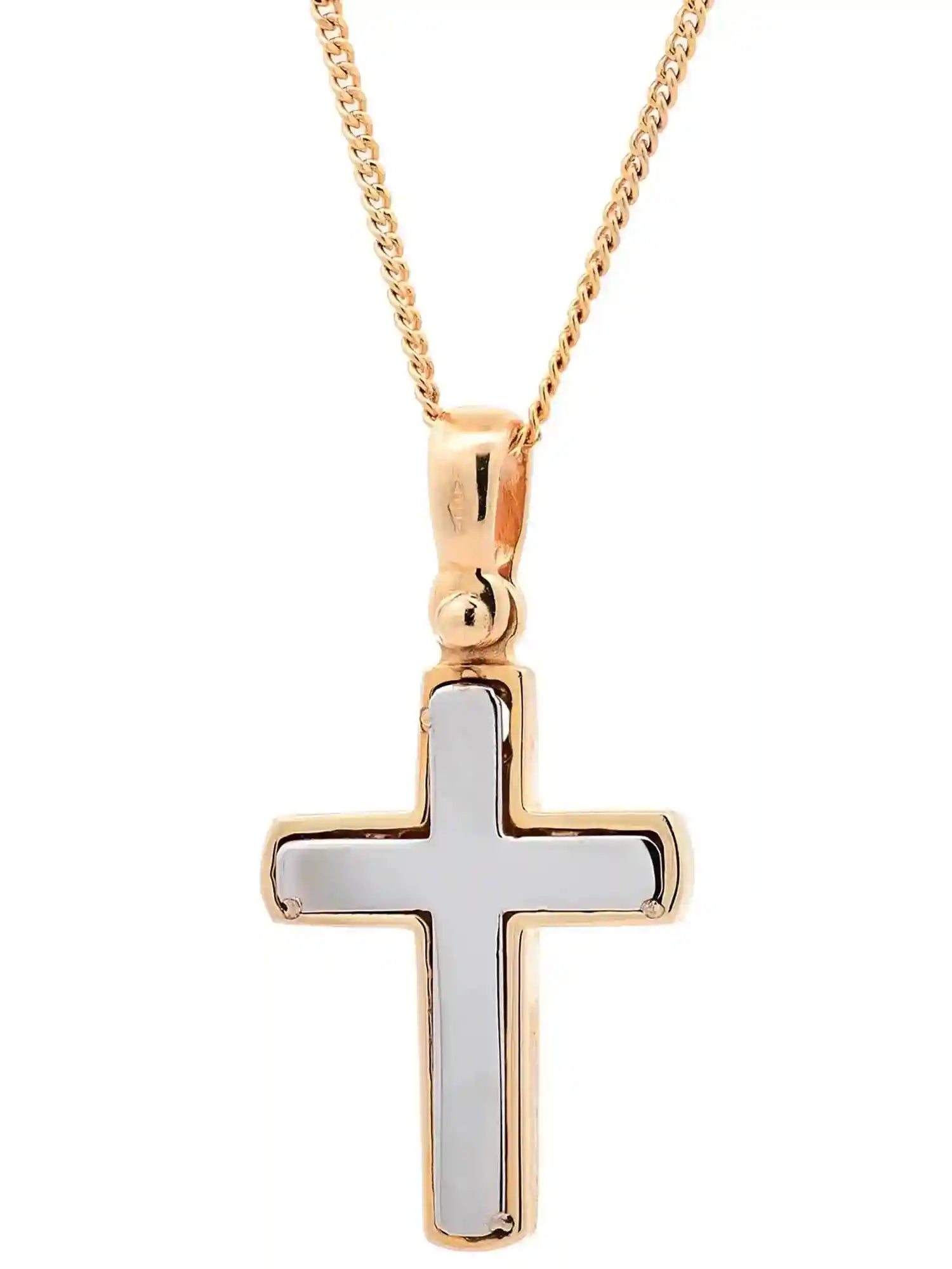 Anhänger für Halskette Kreuz echt massiv 585-14 Karat Gold - Firma Holzenplotz - Silberketten-Goldketten.de 