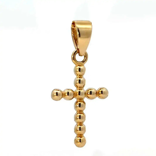 Anhänger für Halskette Kreuz Kügelchen echt massiv 585-14 Karat Gold