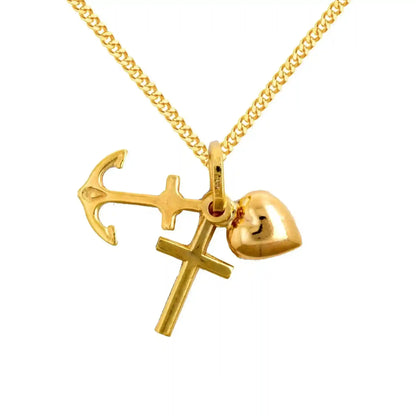 Anhänger Glaube-Liebe-Hoffnung 333 8K Gold mit massiver Goldkette