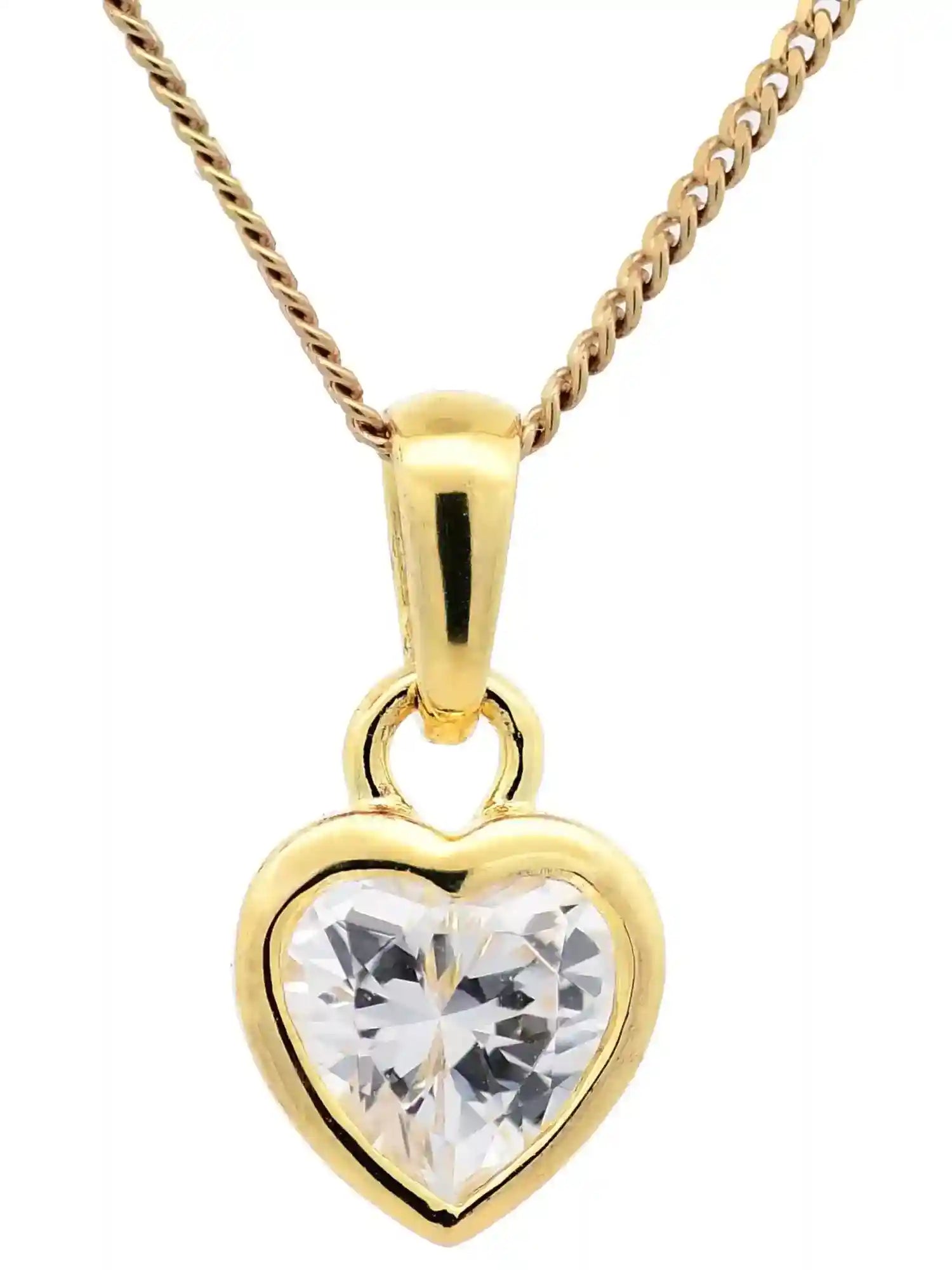 Anhänger Herz 925 Sterlingsilber vergoldet mit verg. Silberkette - Firma Holzenplotz - Silberketten-Goldketten.de 