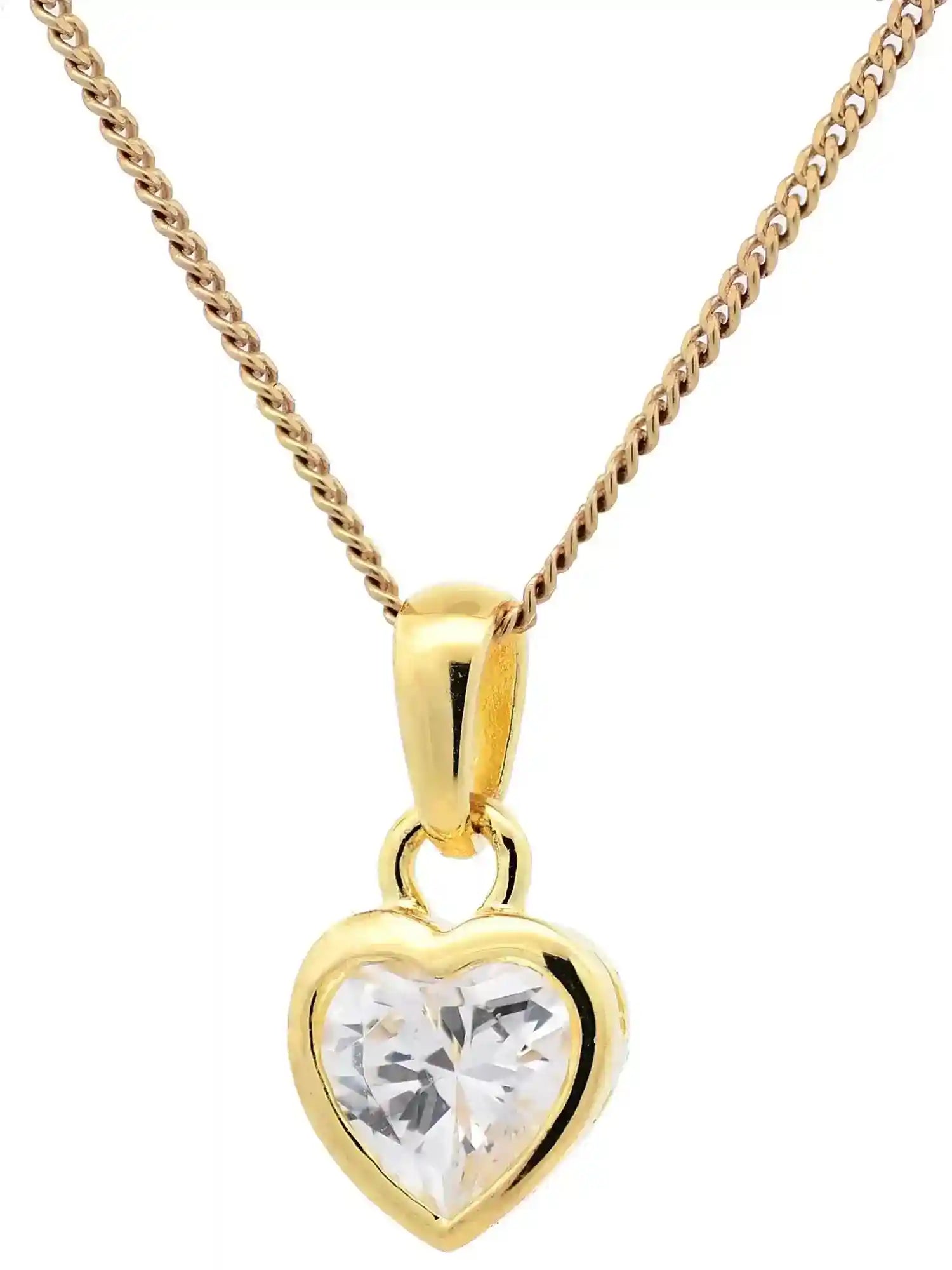 Anhänger Herz 925 Sterlingsilber vergoldet mit verg. Silberkette - Firma Holzenplotz - Silberketten-Goldketten.de 