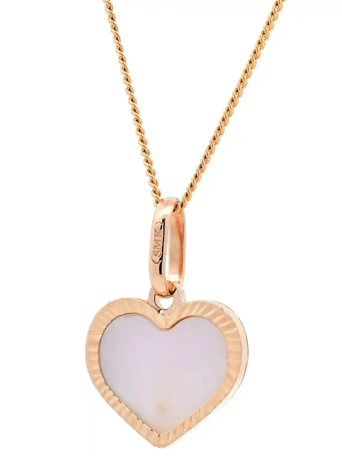 Anhänger Herz klein Perlmutt mit 1,1 mm Goldkette 585-14 Karat Gold - Firma Holzenplotz - Silberketten-Goldketten.de 