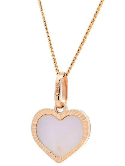 Anhänger Herz klein Perlmutt mit 1,1 mm Goldkette 585-14 Karat Gold - Firma Holzenplotz - Silberketten-Goldketten.de 