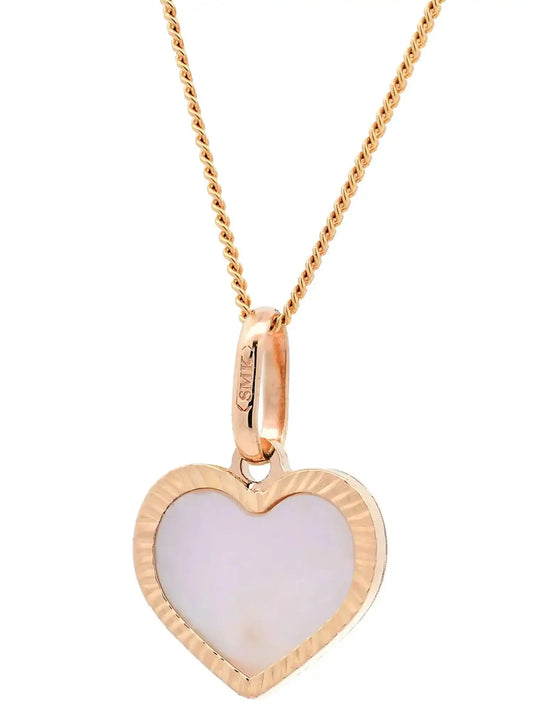 Anhänger Herz klein Perlmutt mit 1,1 mm Goldkette 585-14 Karat Gold