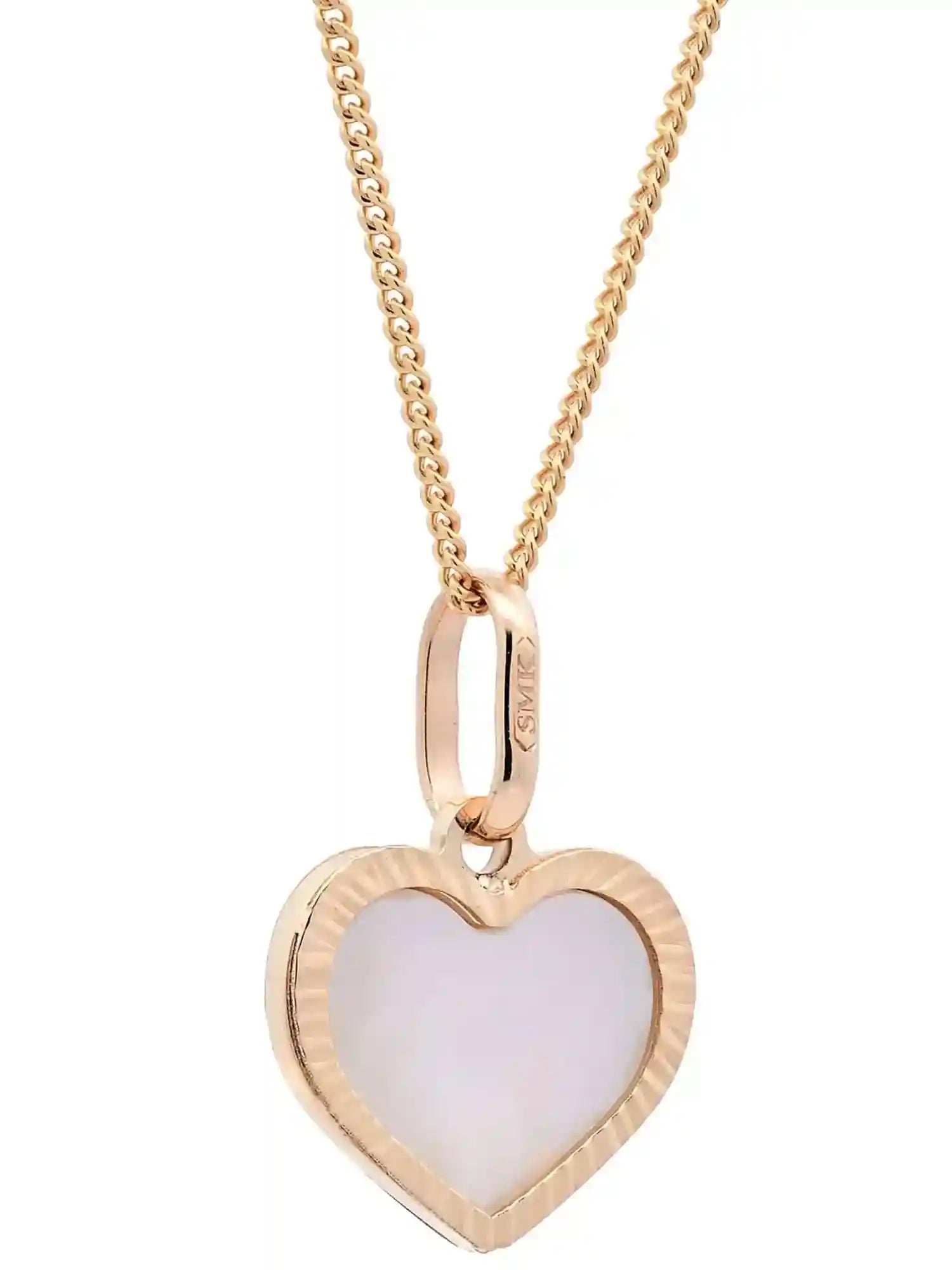 Anhänger Herz klein Perlmutt mit 1,1 mm Goldkette 585-14 Karat Gold - Firma Holzenplotz - Silberketten-Goldketten.de 