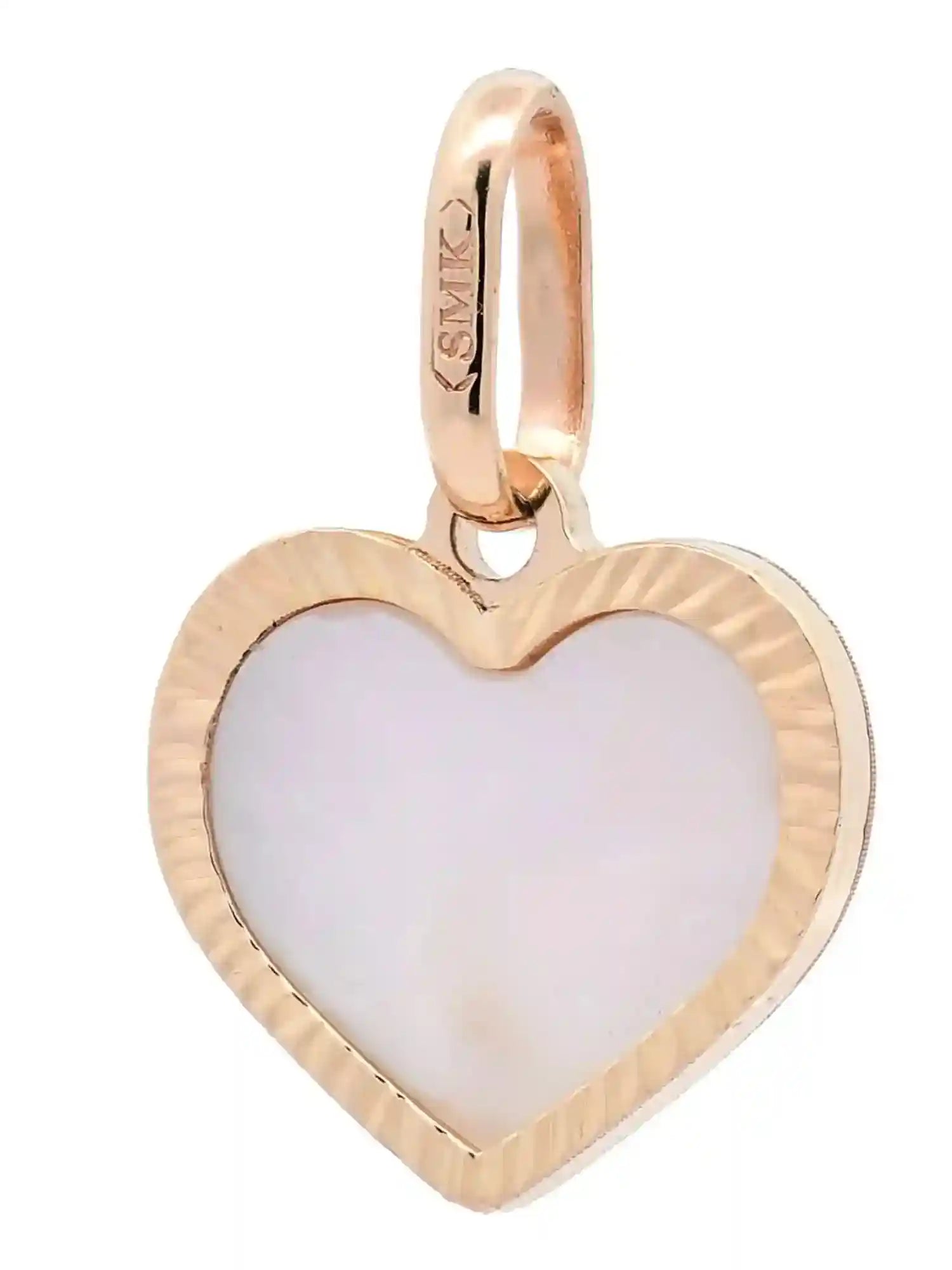 Anhänger Herz klein Perlmutt mit 1,1 mm Goldkette 585-14 Karat Gold - Firma Holzenplotz - Silberketten-Goldketten.de 
