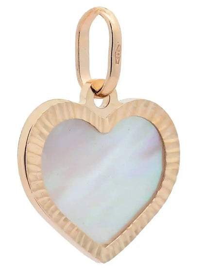 Anhänger Herz klein Perlmutt mit 1,1 mm Goldkette 585-14 Karat Gold - Firma Holzenplotz - Silberketten-Goldketten.de 