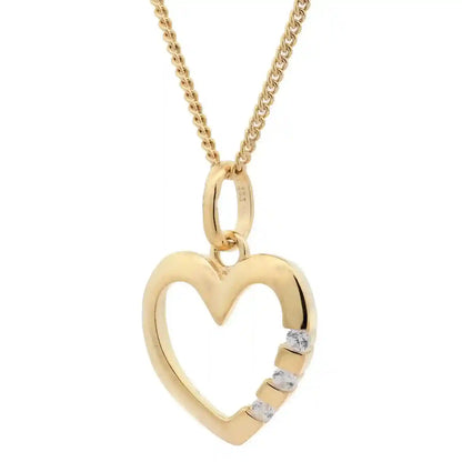 Anhänger Herz massiv 333 -8 Karat Gold mit vergoldeter Silberkette