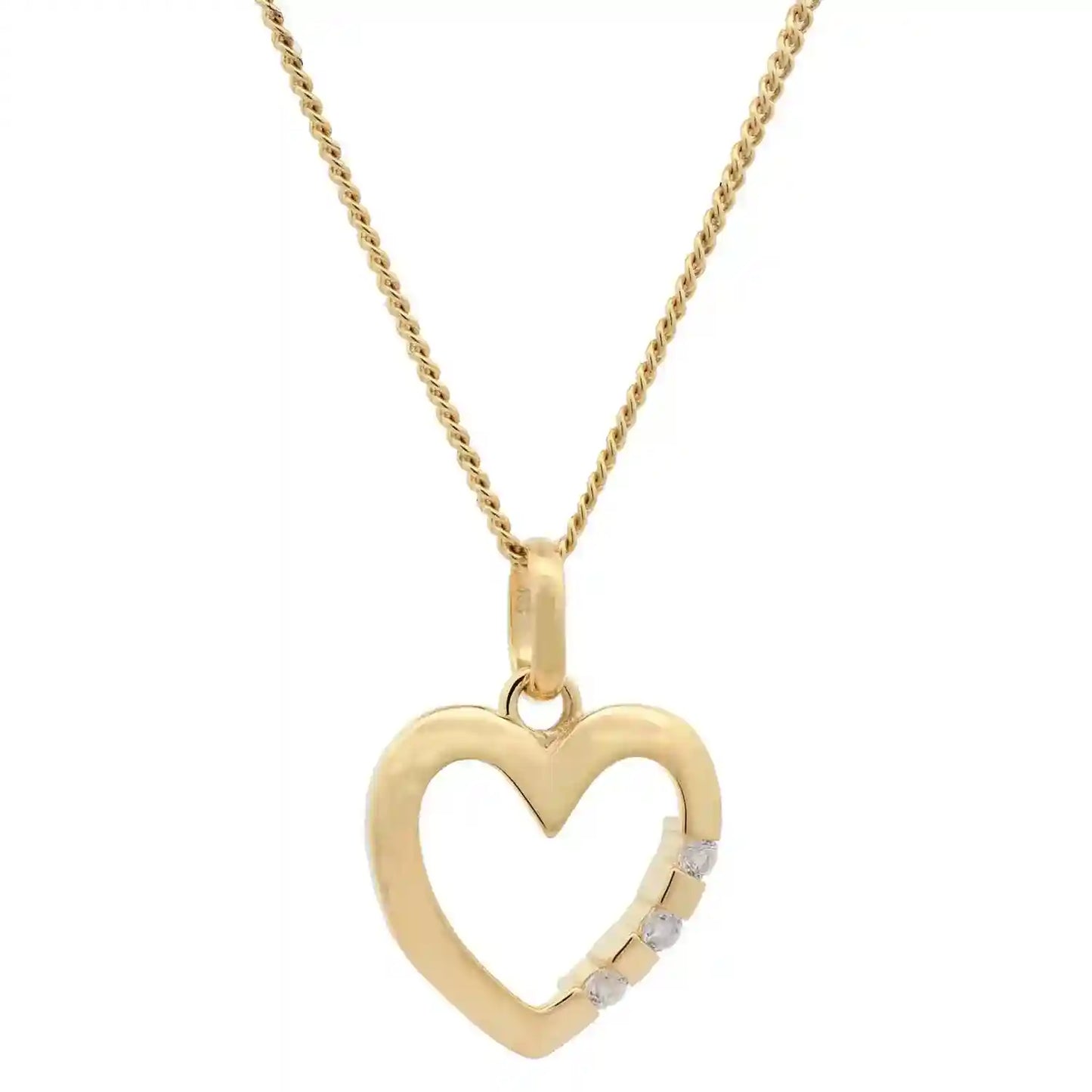 Anhänger Herz massiv 333 -8 Karat Gold mit vergoldeter Silberkette
