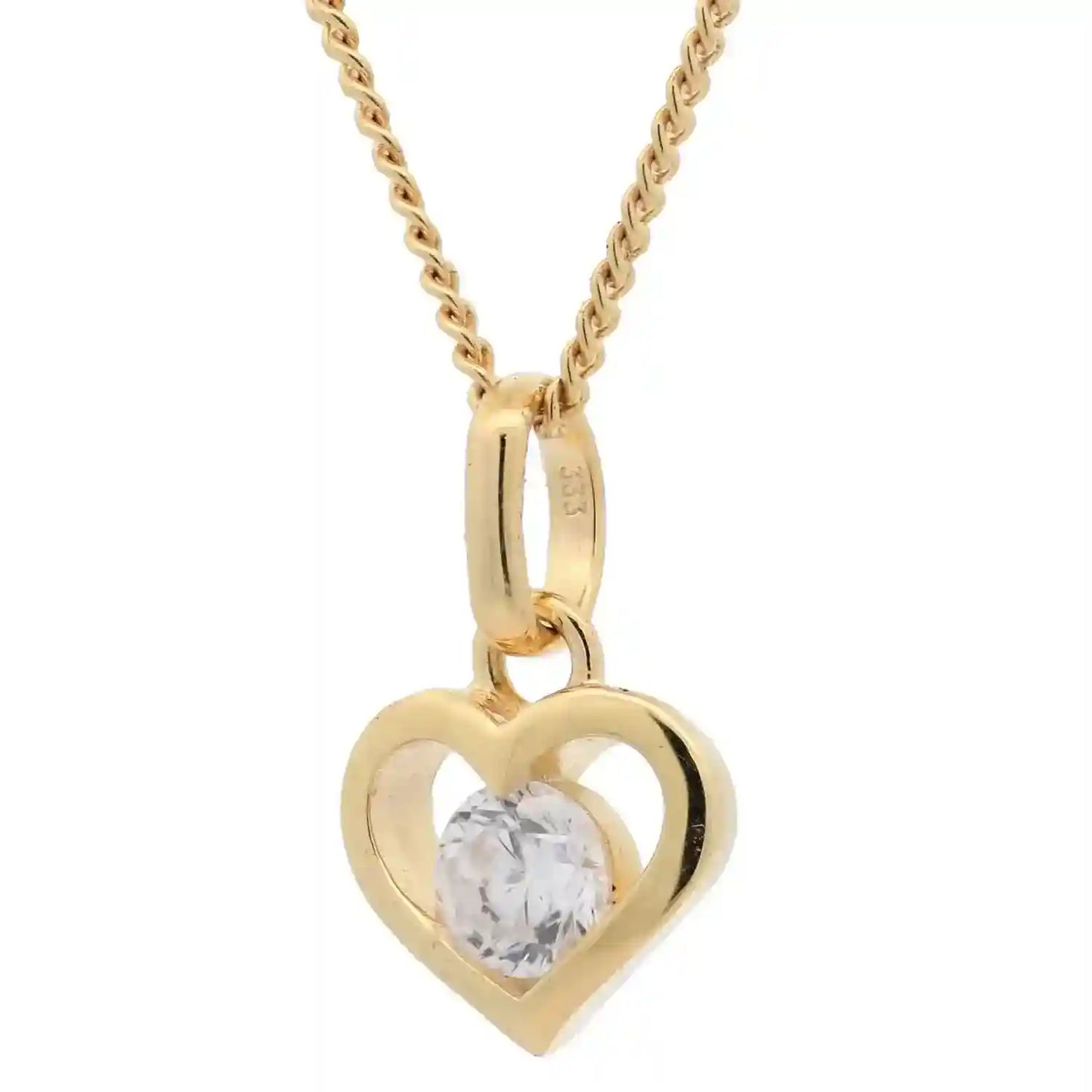 Anhänger Herz massiv 333 -8 Karat Gold mit vergoldeter Silberkette